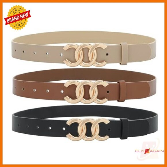 Faux Leather Waist Belt with Gold Buckle for Dresses and Jeans main image 7